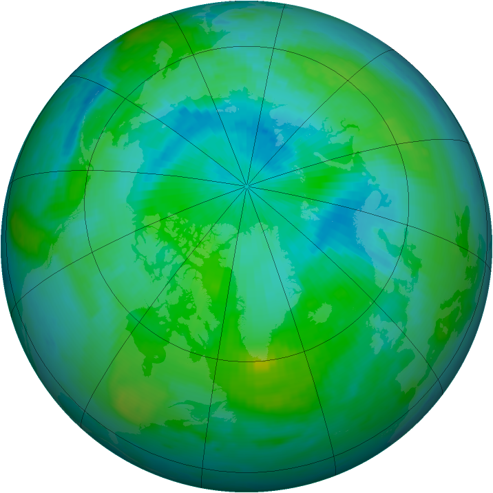 Arctic ozone map for 22 August 1997